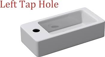 NEW SALE | Bathrooms Small Cloakroom Basin - Wall Mounted Basin - Rectangular Countertop Basin - One Left Hand Tap