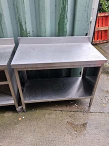 Stainless steel catering prep table with shelf