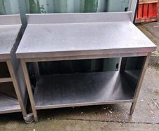 Stainless steel catering prep table with shelf