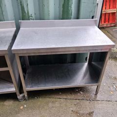 Stainless steel catering prep table with shelf