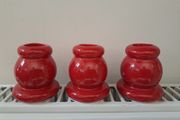 3 red Candle holders