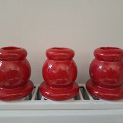 3 red Candle holders