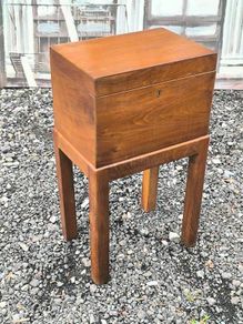 Antique Edwardian / 1920s Wooden Sewing Work Box on Stand