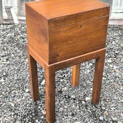 Antique Edwardian / 1920s Wooden Sewing Work Box on Stand