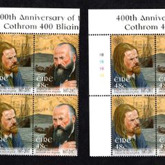 2007 Ireland 400th Anniversary of the Flight of the Earls Commemorative Stamps Plate Block 1A1A1A1A & 1B1B1B1B Mint Never Hinged (MNH)