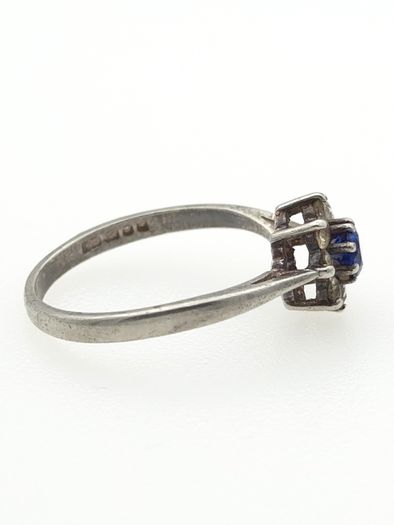 Vintage 925 Sterling Silver Blue Stone Ring, London 1981