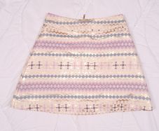 Traffic People Gold Pink Blue Metallic Geometric Jacquard Mini Skirt Size S
