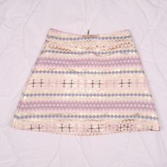 Traffic People Gold Pink Blue Metallic Geometric Jacquard Mini Skirt Size S