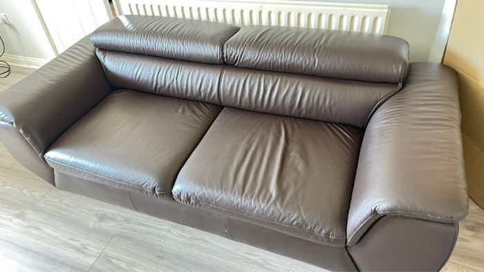 Modern Dark Brown Leather Sofa