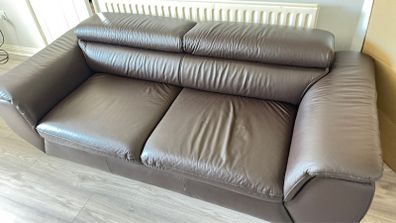 Modern Dark Brown Leather Sofa