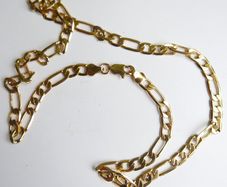 MEN'S 24ct Yellow Gold Plated Figaro Chain Necklace length 19"