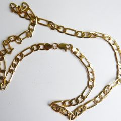 MEN'S 24ct Yellow Gold Plated Figaro Chain Necklace length 19"
