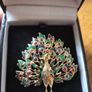 Vintage Colourful Rhinestone Peacock Brooch Image 2