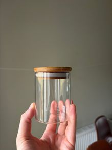 Set of 15 glass spice jars with bamboo lid