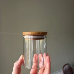 Set of 15 glass spice jars with bamboo lid