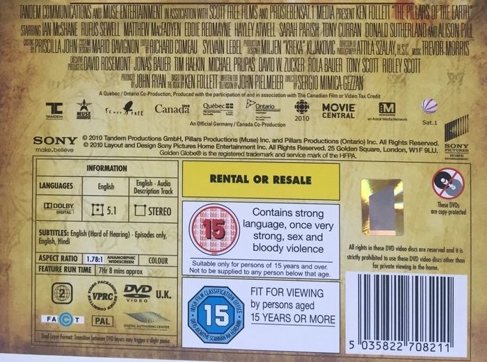 The Pillars Of The Earth [2010] [Complete Series] [DVD TV Boxsets]