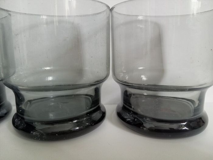 Smoked glass, vintage glass tumblers, 1970s glass