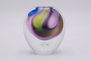 Hoglund Art Glass Small Vase With Author's Signature