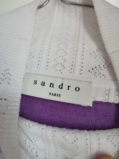 BNWT - Sandro Esther Parme Lilac High Neck Layered V Neck wool Jumper UK 12
