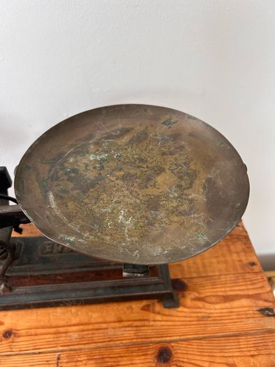 Antique French 5 Kilo Metal Weighing Scale with Weights