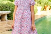 JoJo Maman Bebe Pastel Butterfly Ditsy Print Smocked Dress Age 6-12 Months