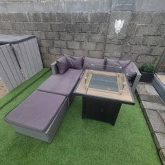 garden furniture suite and gas firepit