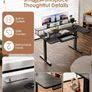 Standing Desk, 140cm U Shaped Height Adjustable Desk with Monitor Stand, Electric Sit Stand Rising Table with Sockets, Gaming Computer Table with LED Light for Home Office Workstation, Black Image 8