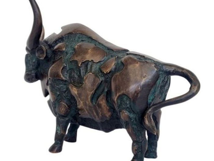 Large Abstract Bull (35cm)  - Patinated Bronze