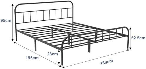 King Metal Bed Frame with Large Storage Space,Black Modern Style Metal Bed Frame,Durable Steel Construction and Easy Assembly 150x200cm
