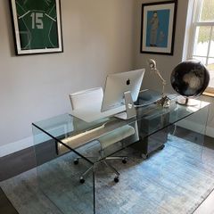 Modern glass desk with integrated drawer unit