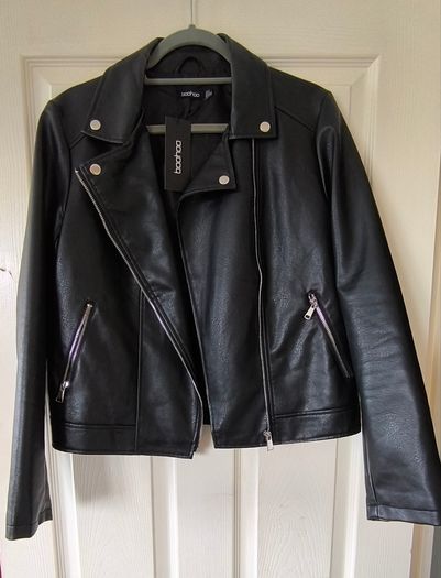 Black faux leather biker jacket