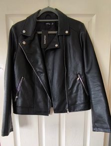 Black faux leather biker jacket