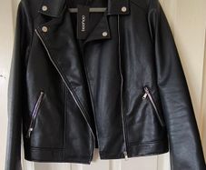 Black faux leather biker jacket