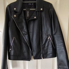 Black faux leather biker jacket