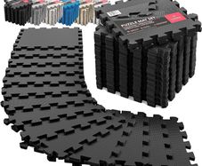 MULTIPLE COLOURS AVAILABLE Interlocking Soft Foam Floor Mat - 18 Pieces Protective Gym Flooring Set, Exercise Mats EVA Puzzle Rubber Tiles, Ground Surface Protection Workout Underlay Matting Sports Pool Home Fitness Garage