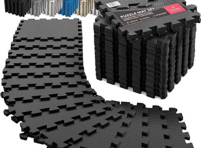 MULTIPLE COLOURS AVAILABLE Interlocking Soft Foam Floor Mat - 18 Pieces Protective Gym Flooring Set, Exercise Mats EVA Puzzle Rubber Tiles, Ground Surface Protection Workout Underlay Matting Sports Pool Home Fitness Garage