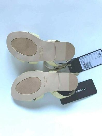 DOLCE & GABBANA Girls Beige Patent Leather Sandals EU 28 UK 10