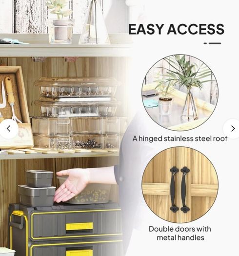 Wooden Garden Storage Cabinet with Stainless Steel Worktop and Shelves