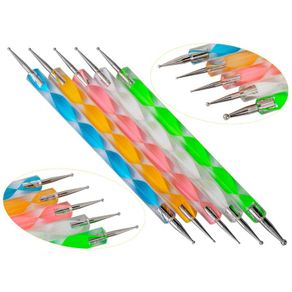 5Pcs 2-Way Nail Dotting Tool Nail Art Craft Carving Sculpture Detailing Pen
