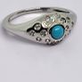 Sterling silver Arizona Sleeping Beauty Turquoise and Natural Zircon Ring in Platinum Overlay Sterling Silver Image 2