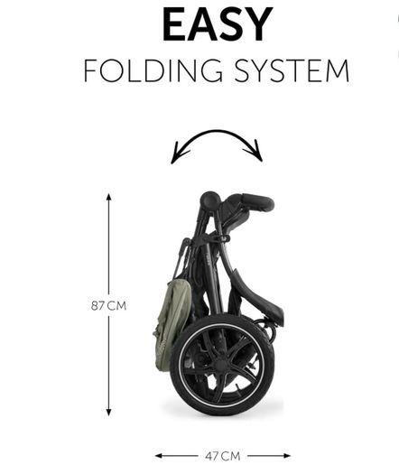 Hauck Runner Olive - Black -Robust Tricycle Buggy with Pneumatic Wheels