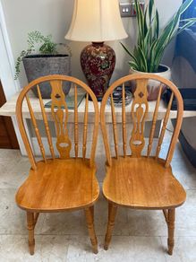 2 x Sturdy Wooden Kitchen Dining Chairs - Can Deliver