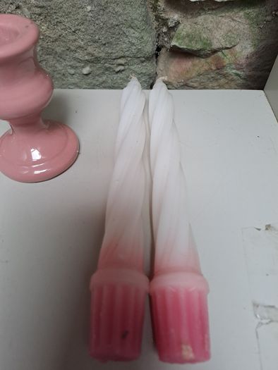 Pink colonial candle holders