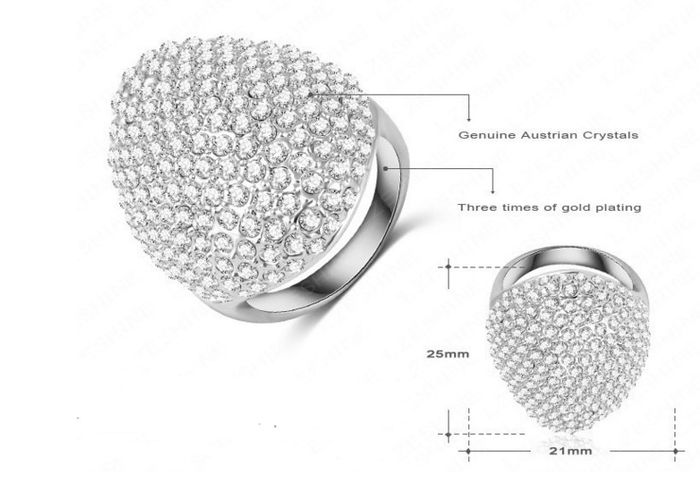 Platinum Plated Crystal Ring