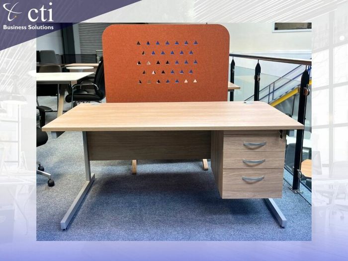 Urban Oak Office Desks With Fixed Drawers NEW