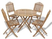5 Piece Folding Outdoor Dining Set Bamboo