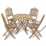 5 Piece Folding Outdoor Dining Set Bamboo Image 5