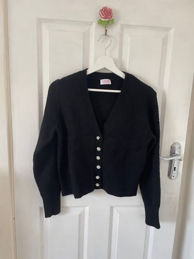 Savida black pearl button detail cardigan