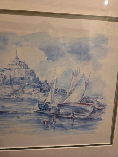 "Le Mont St Michel Maree Basse" Signed Watercolour framed
