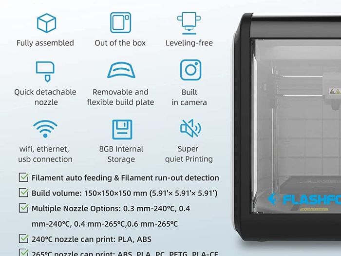 Adventurer 3 3D Printer with Detachable Nozzle,Removable Flexible Platform,Filament Detection,Full Colour Touch Screen,45 dB Ultra-mute Printing,Support Filament (FREE SHIPPING)